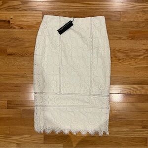 Banana Republic White Lace Midi Skirt